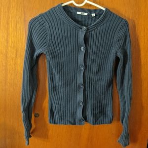 Uniqlo denim blue shrunken cardigan